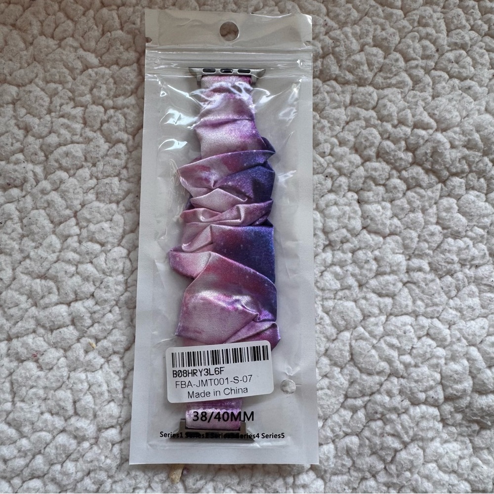 Apple Watch Scrunchie Band 38mm 40mm Pink Purple Satin Elastic Strap New